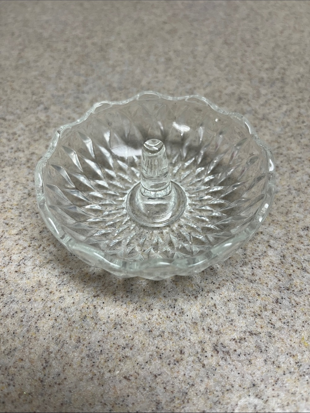 Pressed Glass Ring Holder Dish - Clear